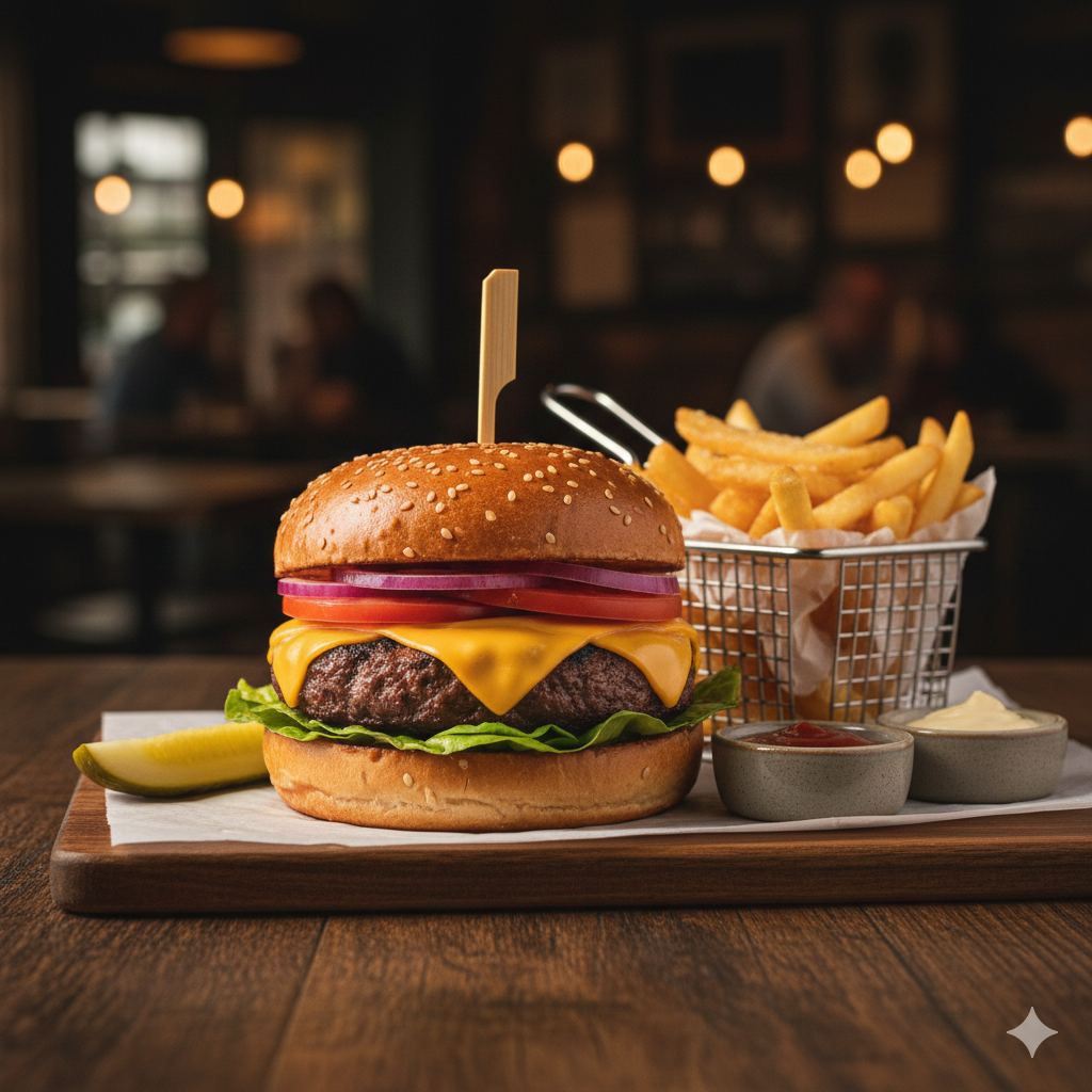 Classic Angus Cheese Burger Dinner